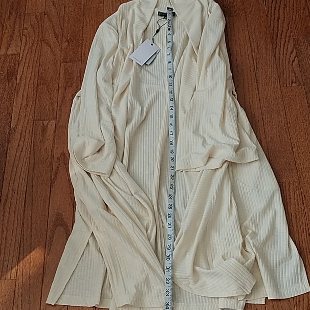 Bobeau Oatmeal Open Long Cardigan L - Picture 8 of 8